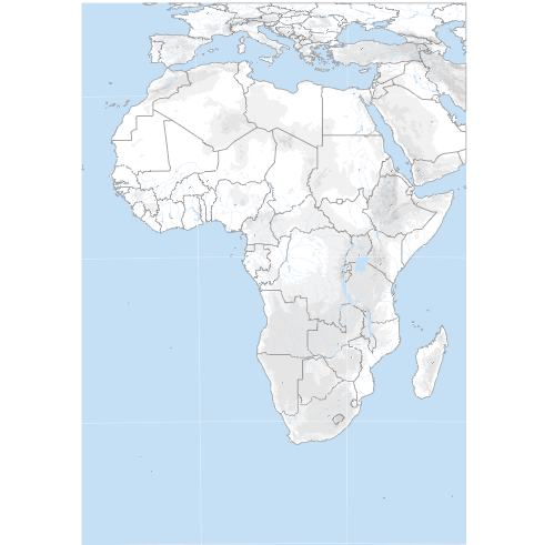 Fond de carte de l'Afrique avec relief ombré, projection d'Albers.