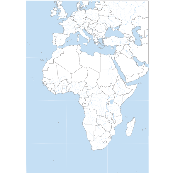 Fond de carte de l'Afrique, projection conique conforme de Lambert.