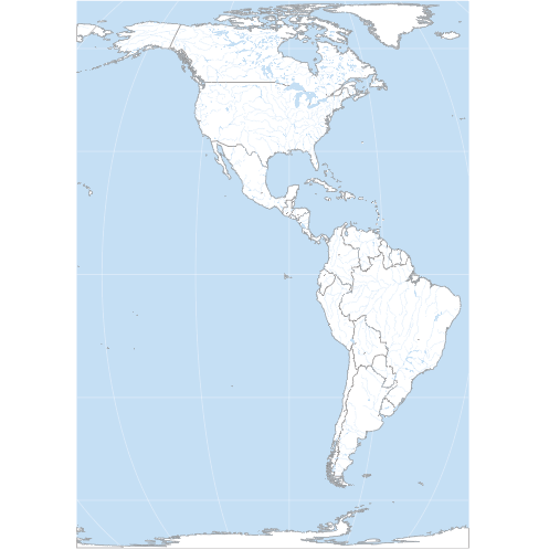 Fond de carte des Amériques, projection Equal Earth.