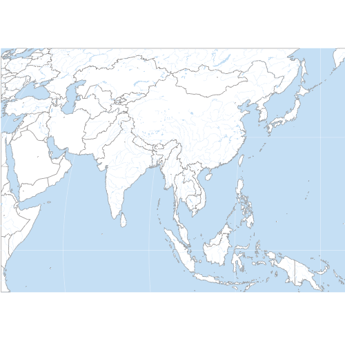 Fond de carte de l'Asie, projection Equal Earth.