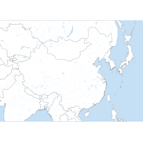 Fond de carte de l'Asie du Nord-Est, projection équidistante conique.