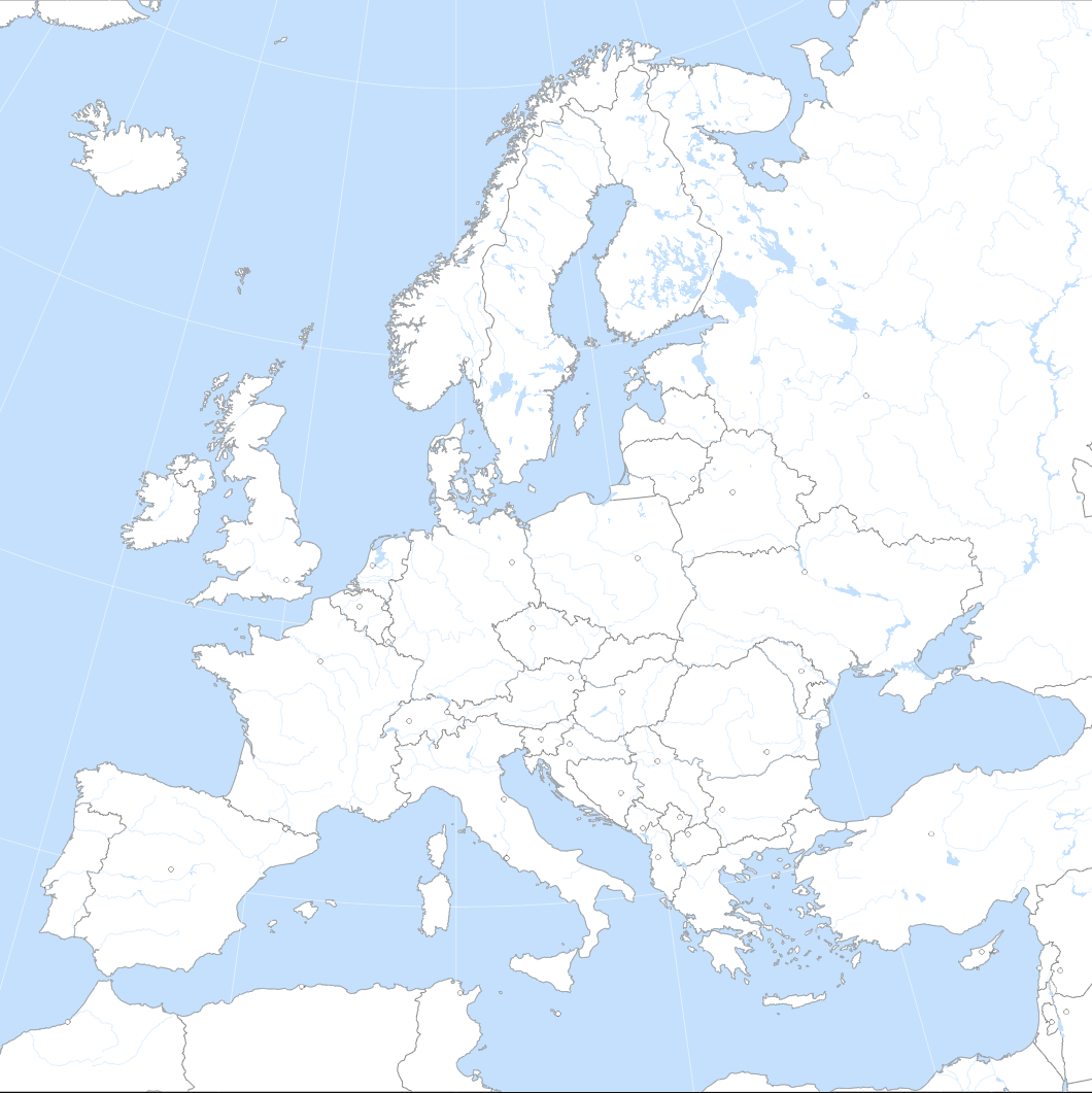 Fond de carte de l'Europe, projection d'Albers.