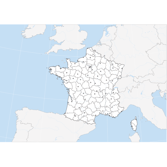 Fond de carte de la France métropolitaine, projection conique conforme de Lambert.