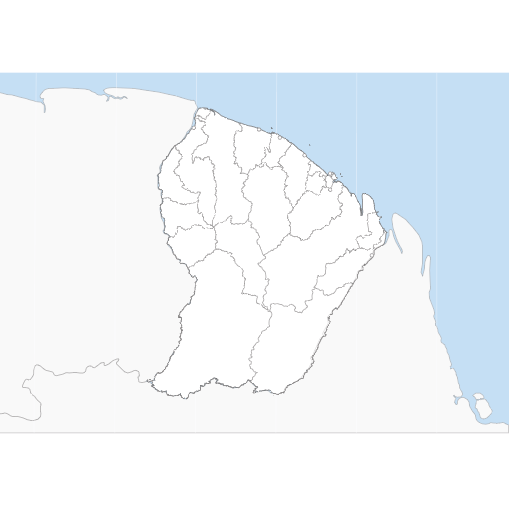 Fond de carte de la Guyane, projection transverse de Mercator.