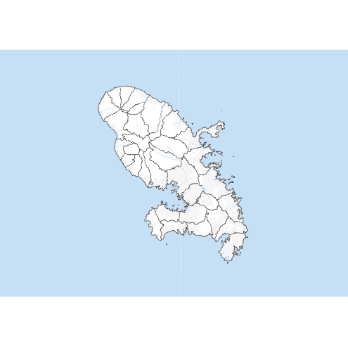 Fond de carte de la Martinique, projection transverse de Mercator.