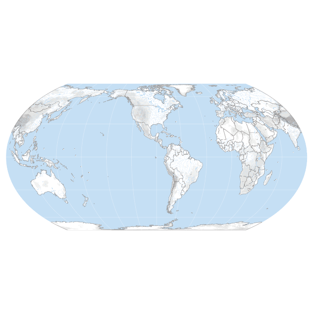 Fond de carte du Monde avec relief ombré, projection Equal Earth.