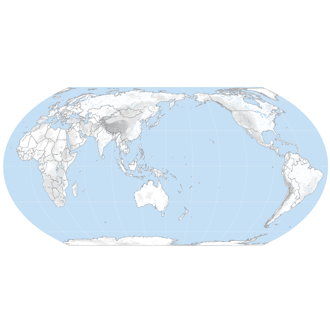 Fond de carte du Monde avec relief ombré, projection Equal Earth.