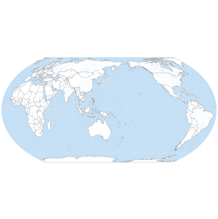Fond de carte du Monde, projection Equal Earth.