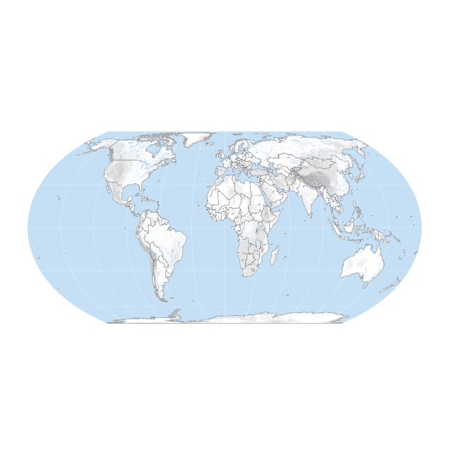 Fond de carte du Monde avec relief ombré, projection Equal Earth.