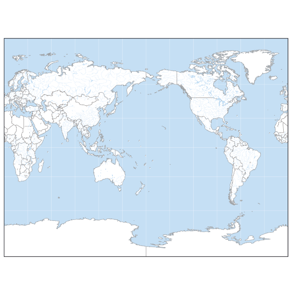 Fond de carte du Monde, projection de Gall.