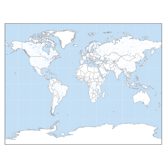 Fond de carte du Monde, projection de Gall.