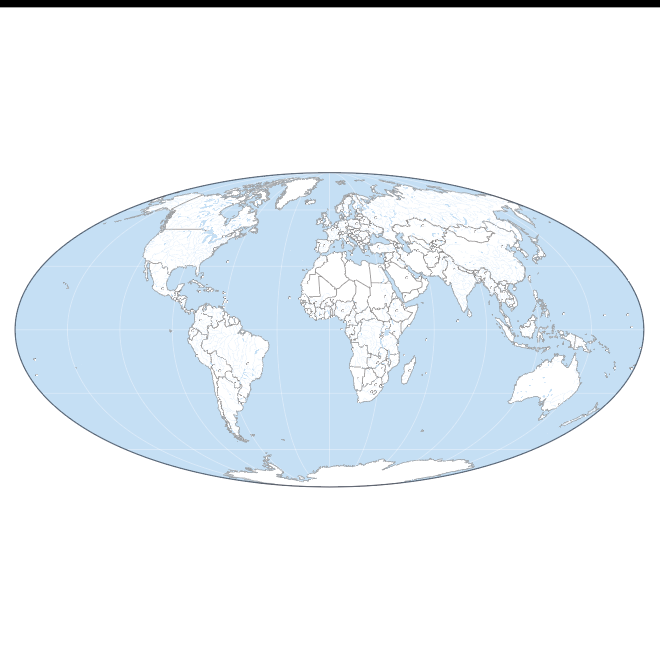Fond de carte du Monde, projection de Mollweide.