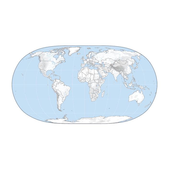 Fond de carte du Monde avec relief ombré, projection Natural Earth II.