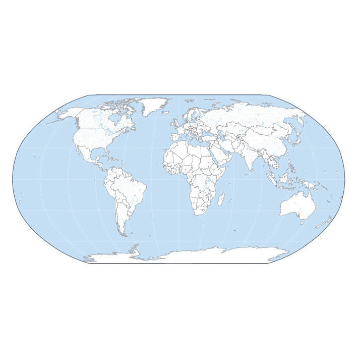 Fond de carte du Monde, projection de Robinson.