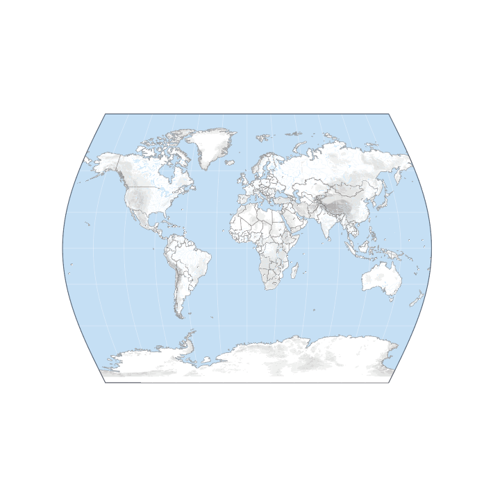 Fond de carte du Monde avec relief ombré, projection Times.