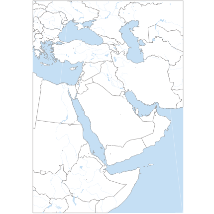 Fond de carte de la Péninsule arabique, projection d'Albers.